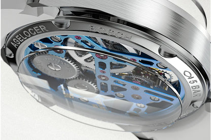 AGELOCER Original Tourbillon Watch Ceramic Bezel Men's Vogue Luxury Skeleton Manual Mechanical Watch Birthday Gift for Men