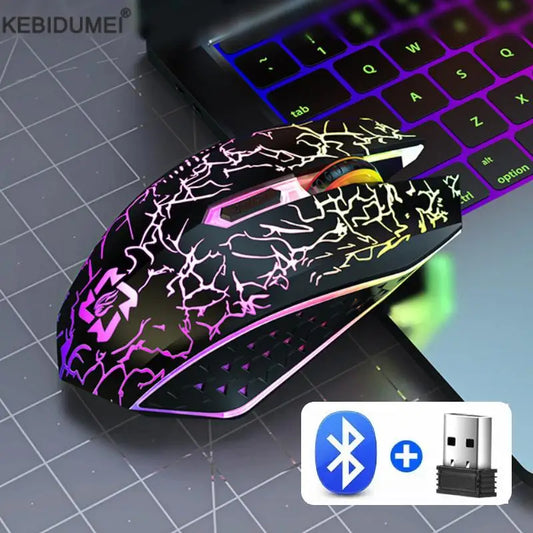 Rechargeable Bluetooth Wireless Mouse 2.4GHz RGB Gaming Mouse, Ergonomic Wireless Mouse with 1600 DPI, Dual-Mode Bluetooth Mouse for PC, Laptop & MacBook