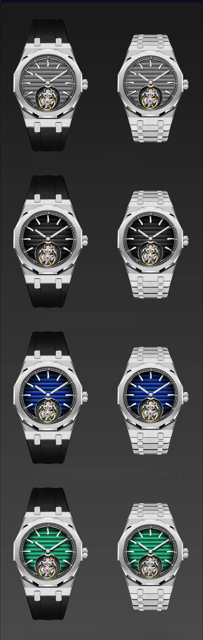 Raymondoya Men Flying Tourbillon Movement Mechanical Automatic Luxury Watches Wristwatches Skeleton Watch Brand For Man Sapphire