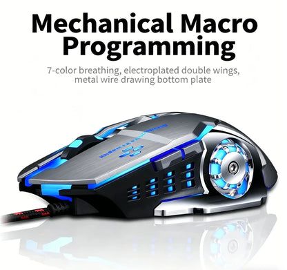Mouse RGB dual-mode cablato e wireless 2.4G, mouse gaming ricaricabile silenzioso, mouse regolabile 3600 DPI per laptop