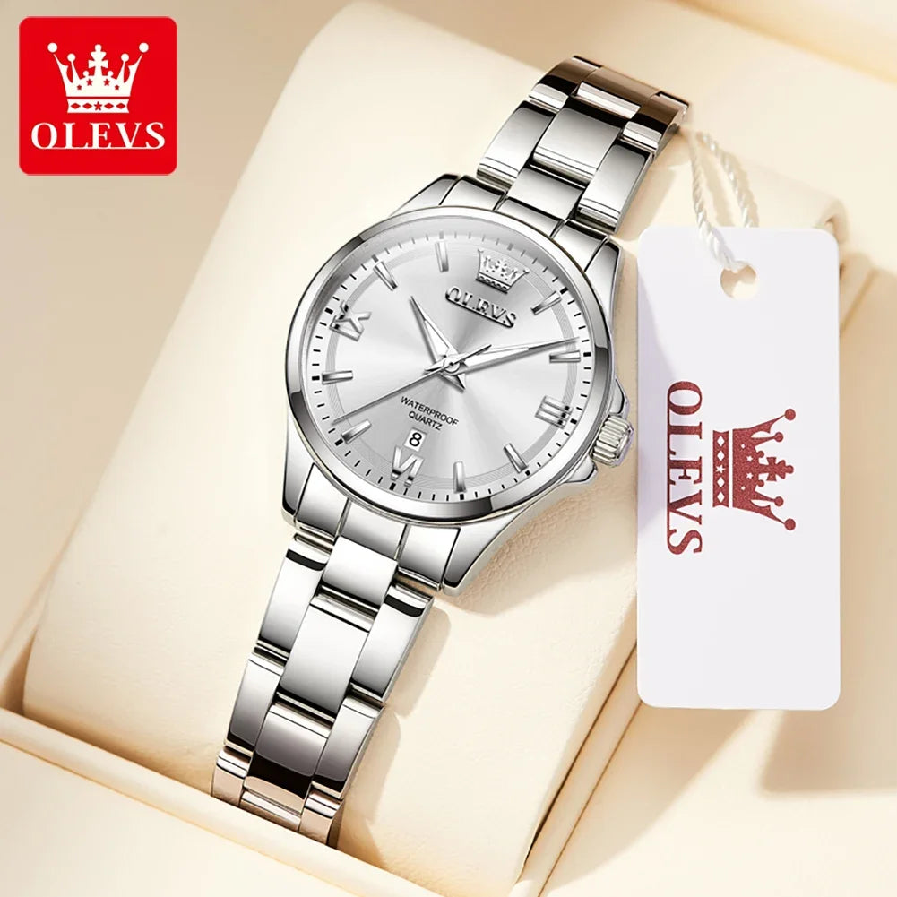 OLEVS 3668 Women Watch Luxury Original Waterproof Stainless Steel Quartz Watch Roman Automatic Date Women Watch Reloj Para Mujer