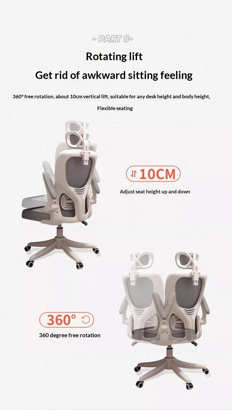 Ergonomic Office Chair with Adjustable Lumbar Support, Mesh High Back, Reclining Swivel Computer Desk Chair with Adjustable Armrests for Home Office & Gaming