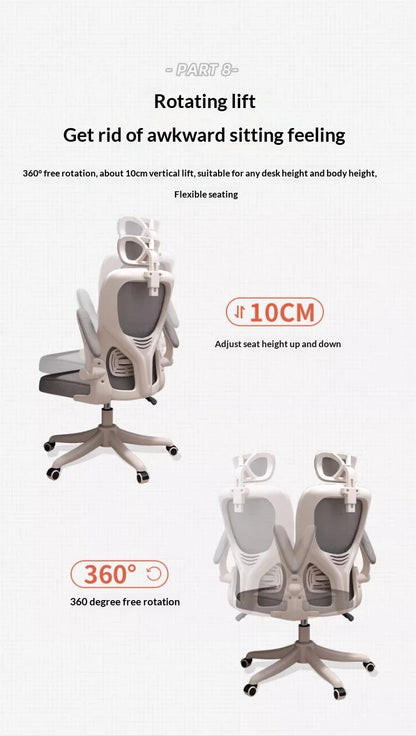 Ergonomic Office Chair with Adjustable Lumbar Support, Mesh High Back, Reclining Swivel Computer Desk Chair with Adjustable Armrests for Home Office & Gaming