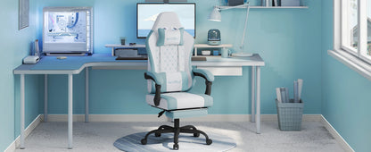 Cadeira de computador giratória WOLTU com função de massagem, cadeira de escritório ergonómica com almofada e apoio para os pés, cadeira gaming ajustável em altura