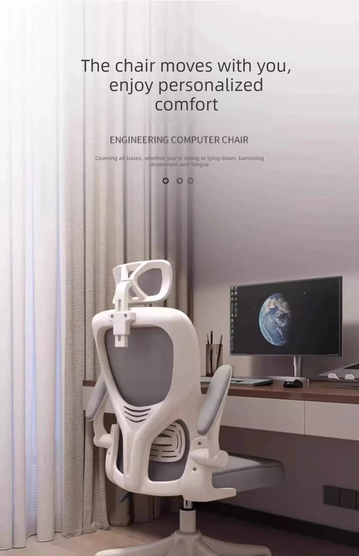 Ergonomic Office Chair with Armrests, Adjustable Height Swivel Desk Chair, Comfortable Rolling Office Chair for Gaming, Study & Workspace