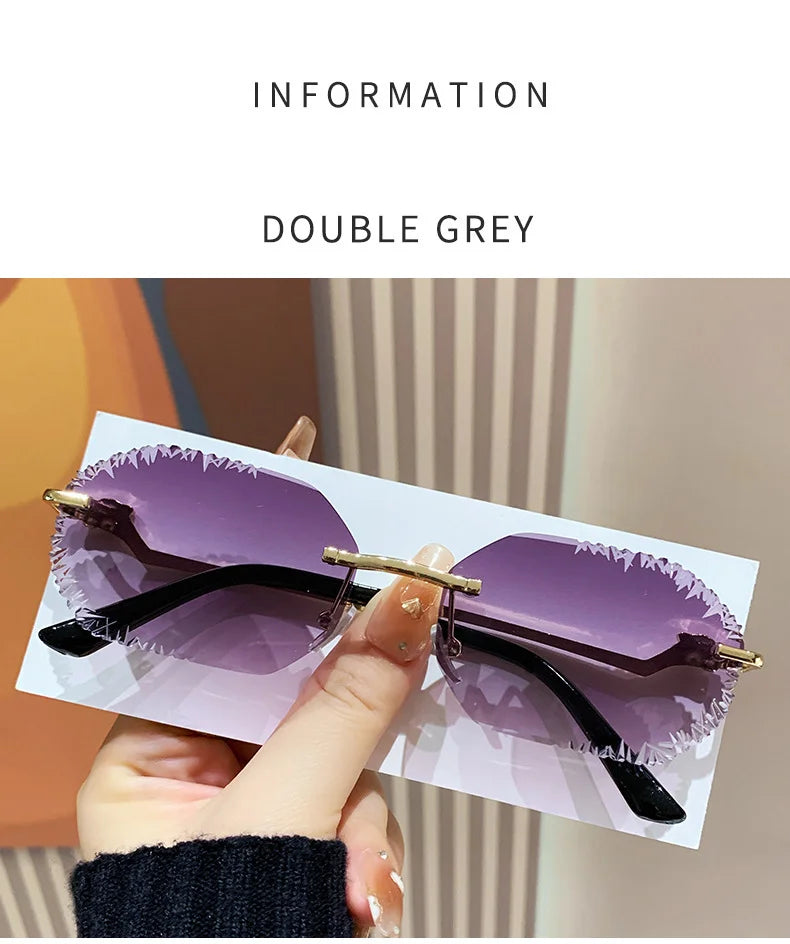 New Rimless Sunglasses Women Luxury Designer Brand Shades UV400 Vintage Metal Men Fashion Ladies Sun Glasses Frameless Shades