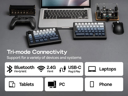 EPOMAKER Split70 QMK/VIA 70% Split Layout Wired/BT/2.4Ghz Wireless Mechanical Keyboard with Programmable Knob Mac Modifier
