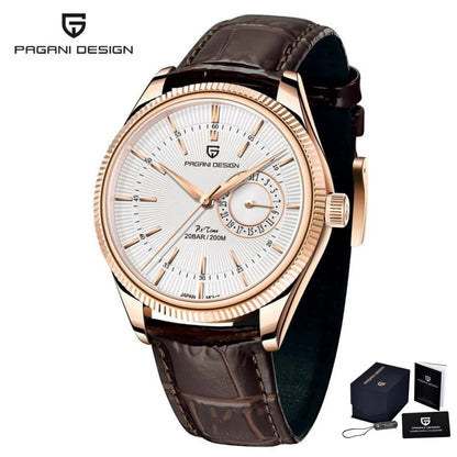 PAGANI Design PD1689 Men Quartz Watch Japan VH65 Movt Sapphire Glass Leather Strap 20Bar Waterproof Men Wristwatch Reloj Hombre
