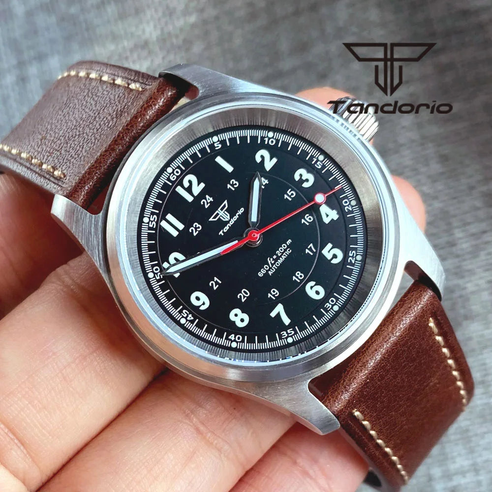 Tandorio 36mm Fashion 20BAR Automatic Dive Pilot Watch for Men Ladies NH35/PT5000/Miyota8215 Movt Sapphire Wristwatch Green Lume