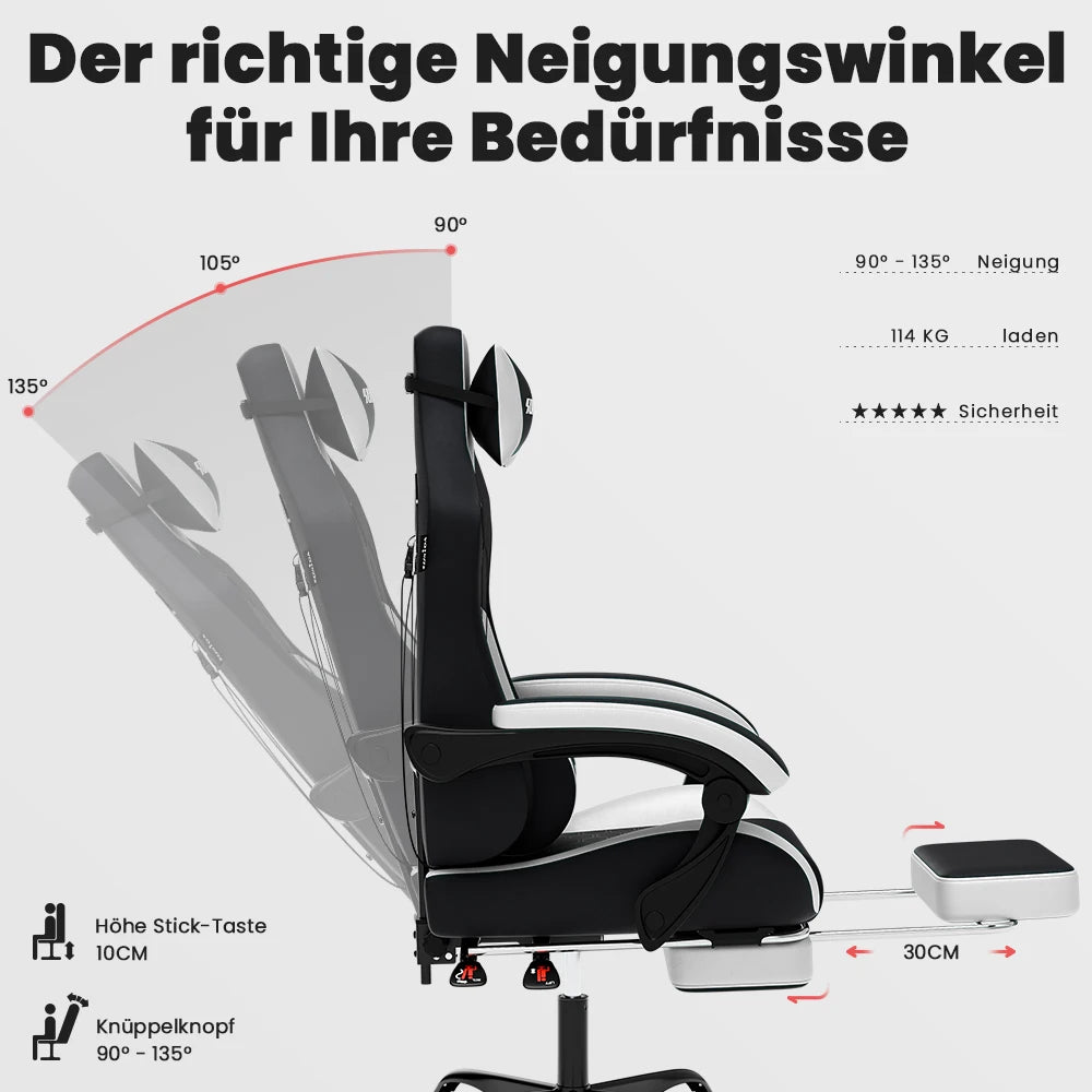 SUKIDA Ergonomic Gaming Chair with Lumbar Support, Adjustable Racing Office Chair, Swivel Executive Chair with Headrest and Armrests
