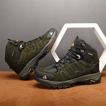 HIKEUP High-Top Men Hiking Boot Winter Outdoor Shoes Lace-Up Non-slip Outdoor Sports Casual Trekking Boots Man Waterproof Suede