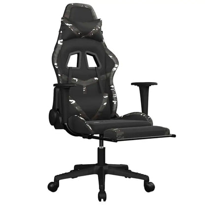 Gaming Chair with Massage Lumbar Support & Footrest, Adjustable Reclining Gaming Chair, 360° Swivel Ergonomic Gaming Chair for Office & PC Gaming