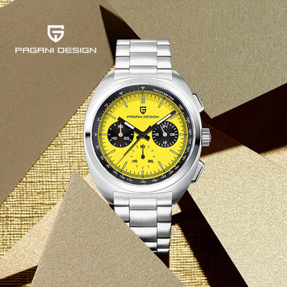 Pagani design2026fashion men's quartz watch top brand luxury sapphire VK63 men's chronograph all-steel diving relógios masculino