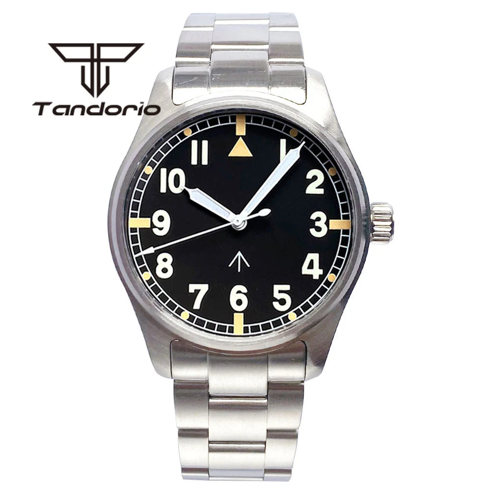 Tandorio 39mm Diving Pilot Automatic Watch for Men NH35/PT5000/Miyota8215 Movement AR Sapphire Crystal 20BAR Waterproof Luminous