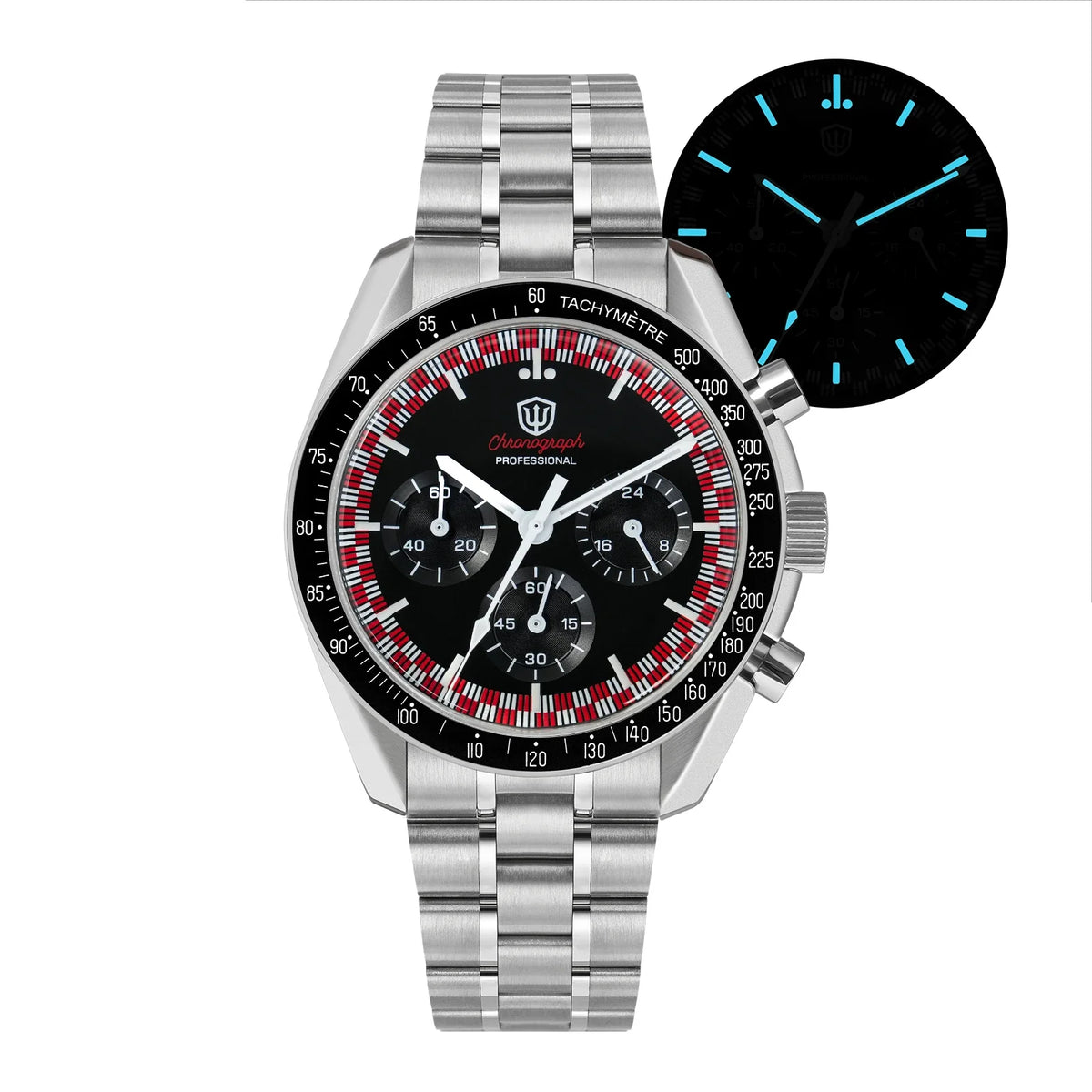 Watchdives WD1863 39mm Watch VK63 Quartz Chronograph Movement BGW9 Luminous 10Bar Waterproof 39mm Vintage Watches