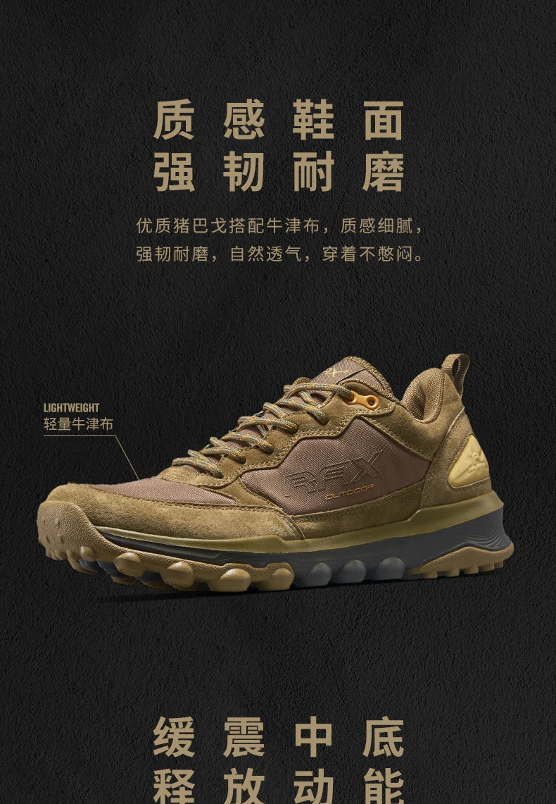 Rax Cowhide Hiking Shoes Men Outdoor Mountain Antiskid Climbing Sneakers wram Lightweight Trekking boots Sports casual shoes