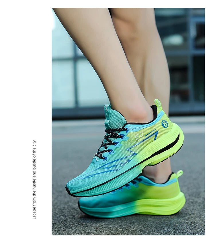 Brand Men Carbon Plate Running Shoes Soft Cushion Shock Absorbing Sports Shoes Unisex Sneakers Light Anti-Slip Training Shoes
