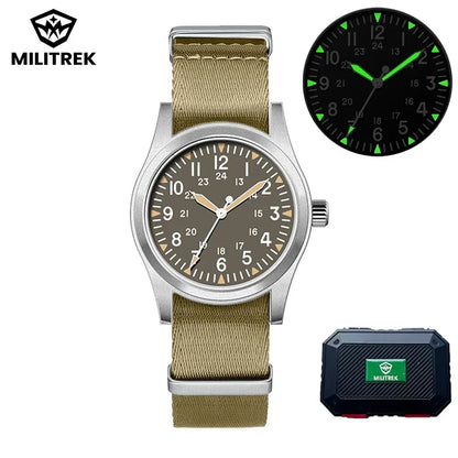 MILITREK 2026 New Military Retro Men'S VH31 Quartz Watch 37mm Sapphire Stainlesssteel 100m Waterproof C3 Luminous Reloj Hombre