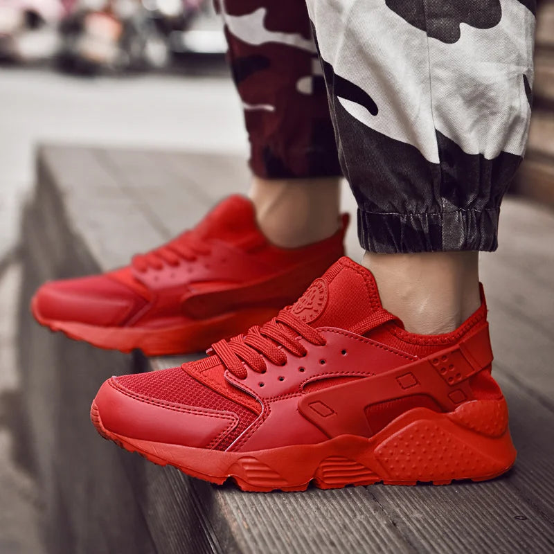 Men Sneakers Fashion Lightweight Comfortable Breathable Sports Shoes For Men Walking Shoes Summer Mesh Flat Red Tennis Shoes