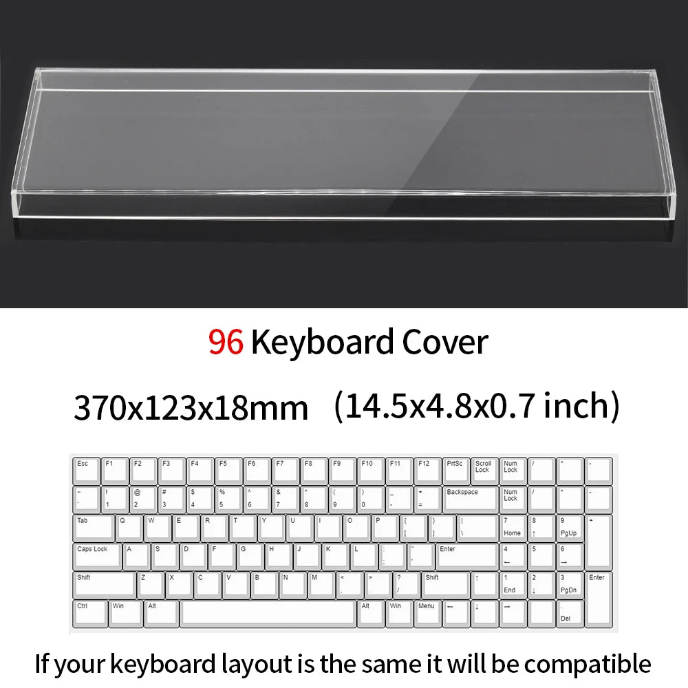 Acrylic Keyboard Clear Protector Case for Mechanical Keyboard, Transparent Keyboard Dust Cover for 60/61/64/96/98/104/108 Key Keyboards & Mouse