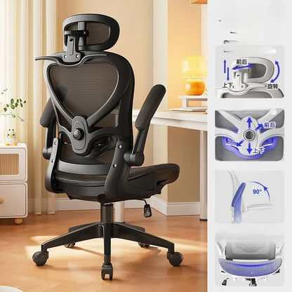 Silla gaming de estilo racing ajustable, sillón reclinable, soporte lumbar 3D, respaldo de malla y acolchado grueso para escritorio