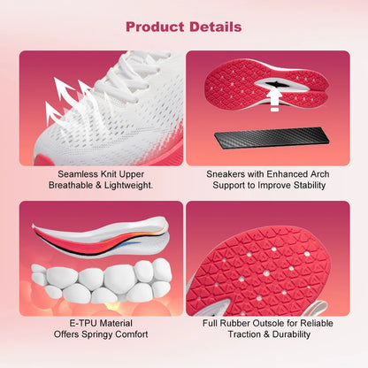 Baasploa Women Professional Running Shoes Outdoor Carbon Plate Non Slip Sports Shoes Female Casual Breathable Jogging Sneakers