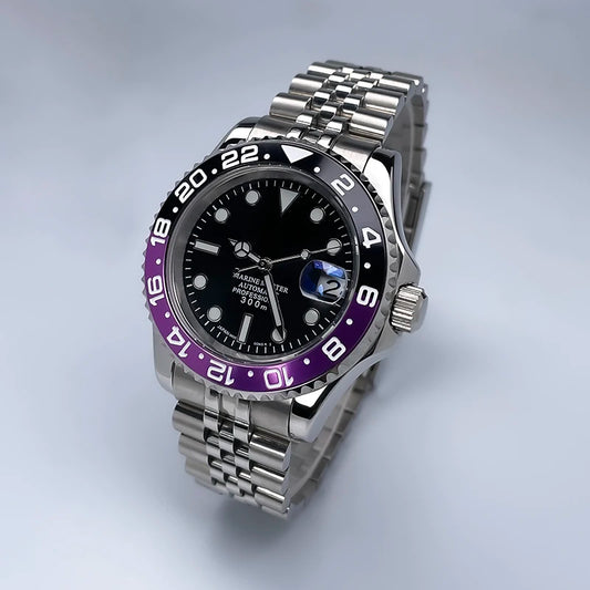 YM Style 40mm Men’s Automatic Watch Sapphire Crystal, Luminous Dial & Rotating Bezel with Jubilee Bracelet
