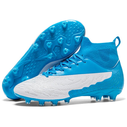 Black Men Soccer Shoes AG/FG Cleats Training Football Boots For Men High Ankle Sport Shoes Kids Adults Sneakers 35-45