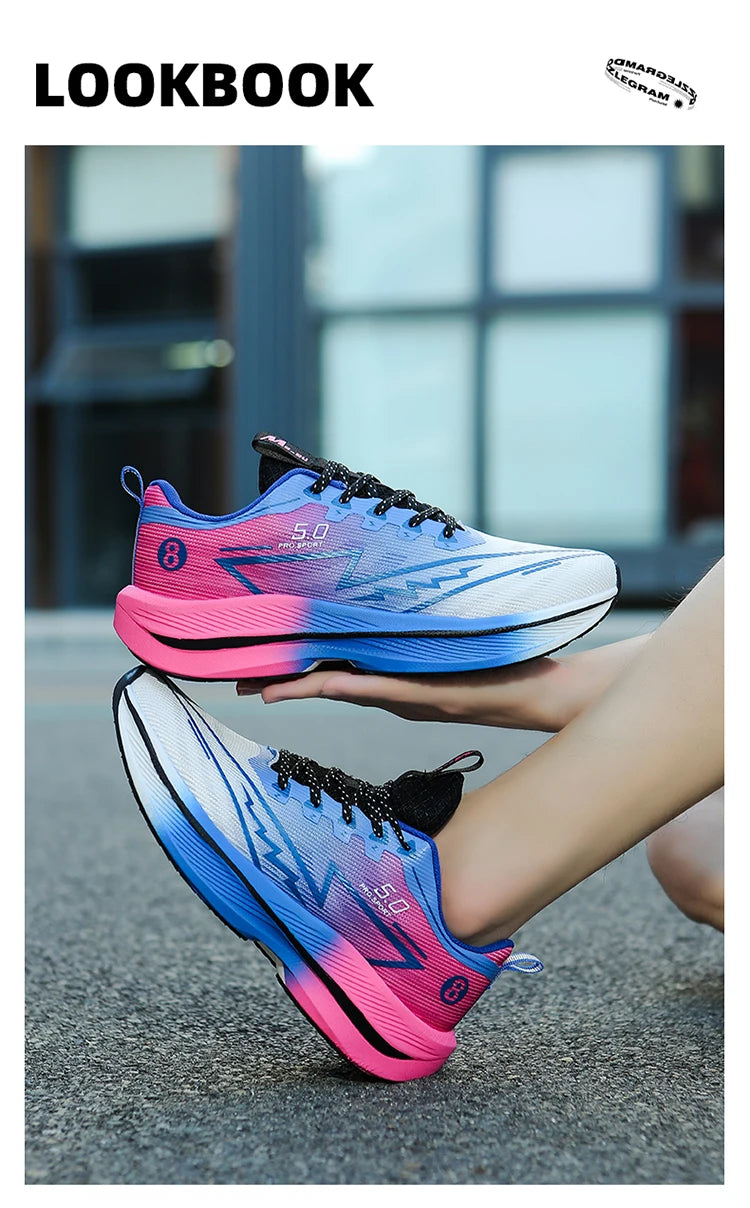 Brand Men Carbon Plate Running Shoes Soft Cushion Shock Absorbing Sports Shoes Unisex Sneakers Light Anti-Slip Training Shoes