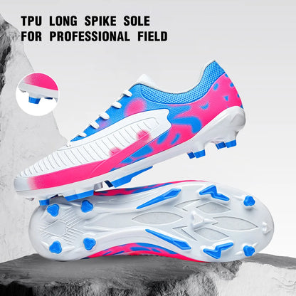 AG/FG Soccer Cleats for Men Women Kids Youth PU Fabric Upper TPU Sole Non-Slip Wear-Resistant for Natural Grass Sports Pitch Training
