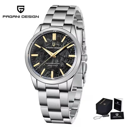PAGANI DESIGN 40MM Orologio al quarzo da uomo con quadrante in meteorite, lusso business, zaffiro, acciaio inossidabile 316L, impermeabile 100M