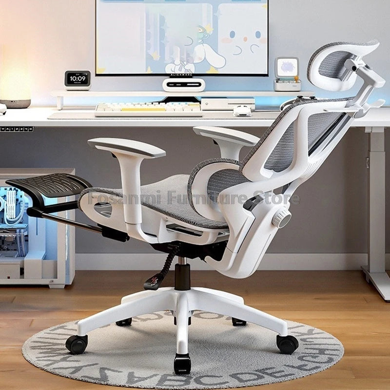 Breathable High Elastic Mesh Office Chair Ergonomic Gaming Chair with Reclining Backrest, Adjustable Lumbar Support, Swivel Computer Desk Chair with Footrest