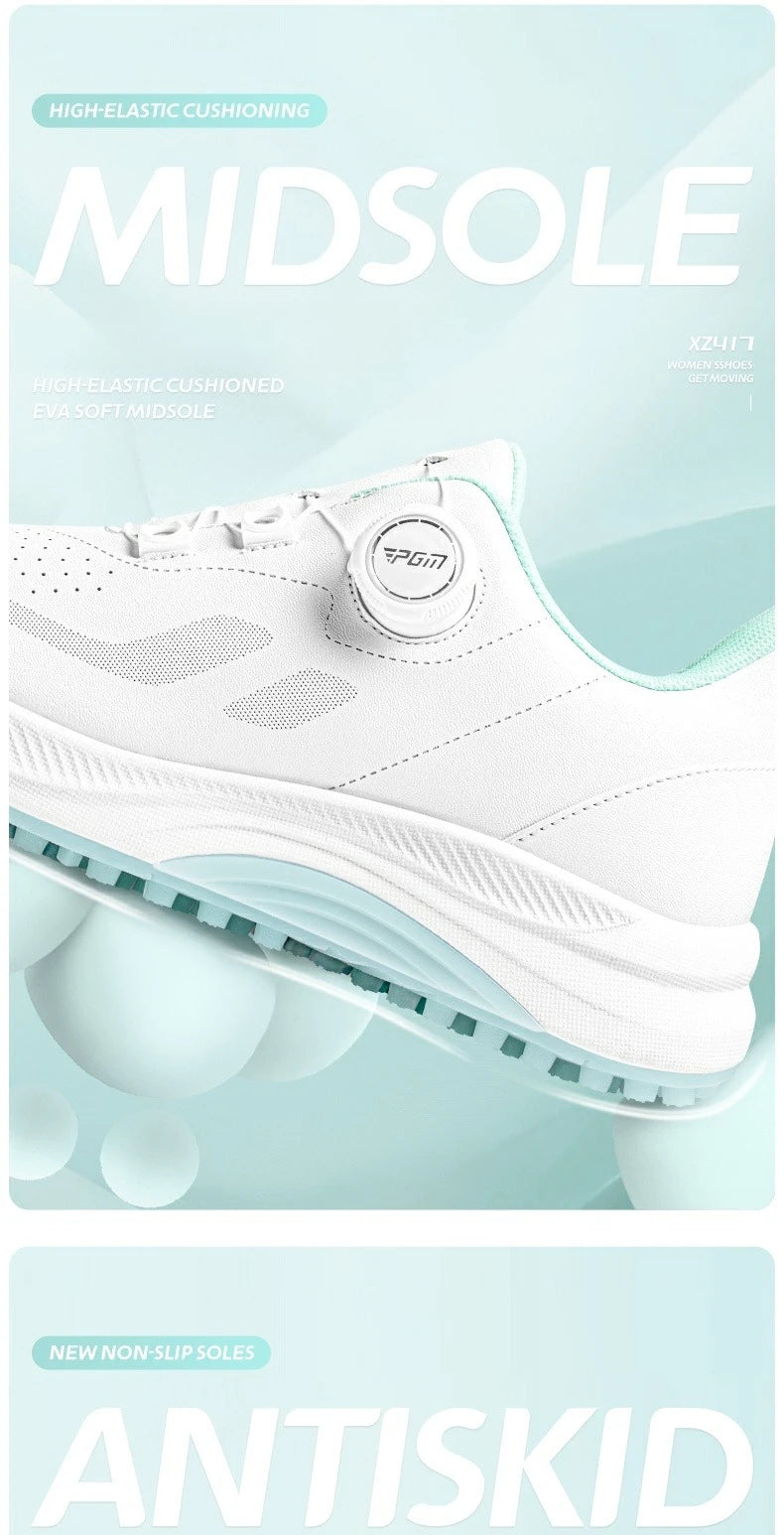 PGM Women Golf Shoes Summer Breathable Knob Shoelaces Height Increase Anti Slip Korean Outdoor Sports Sneakers XZ417