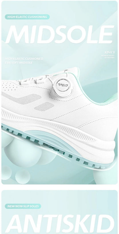 PGM Women Golf Shoes Summer Breathable Knob Shoelaces Height Increase Anti Slip Korean Outdoor Sports Sneakers XZ417