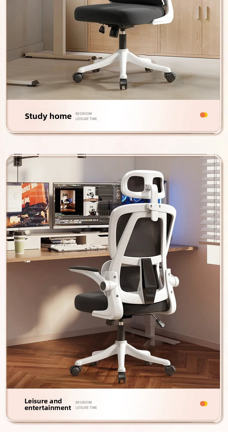 Ergonomic Home Office Chair with Back Support, Comfortable Desk Chair for Students, Rolling Study Chair with Armrests for Long Sitting