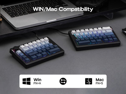 EPOMAKER Split70 QMK/VIA 70% Split Layout Wired/BT/2.4Ghz Wireless Mechanical Keyboard with Programmable Knob Mac Modifier