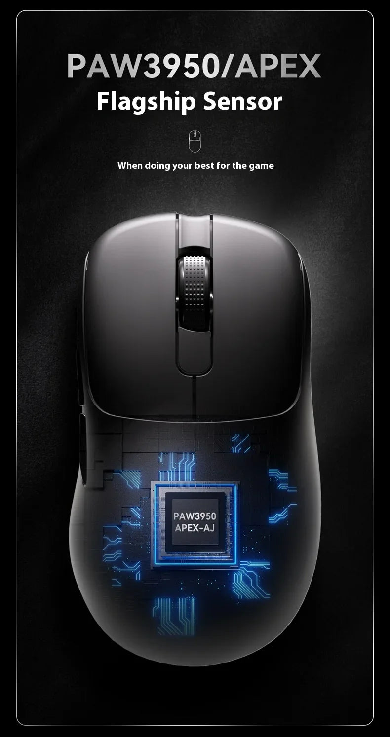 Mouse da gaming AJAZZ AJ179 APEX con dock con schermo a colori, ricarica magnetica, alta frequenza 8000Hz /, tri-mode (PAW3950) per destrimani