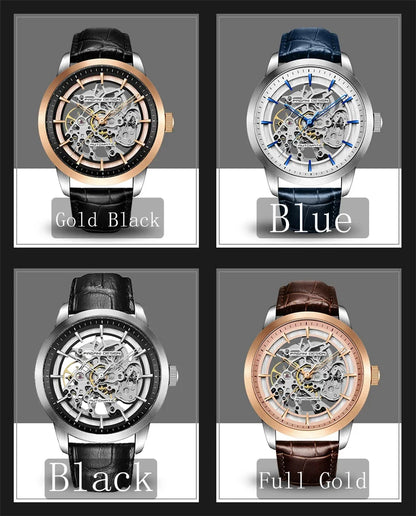 PAGANI DESIGN Business Man Watch Luxury Skeleton Hollow Leather Men's Wristwatch New Mechanical Male Clock Relogio Masculino