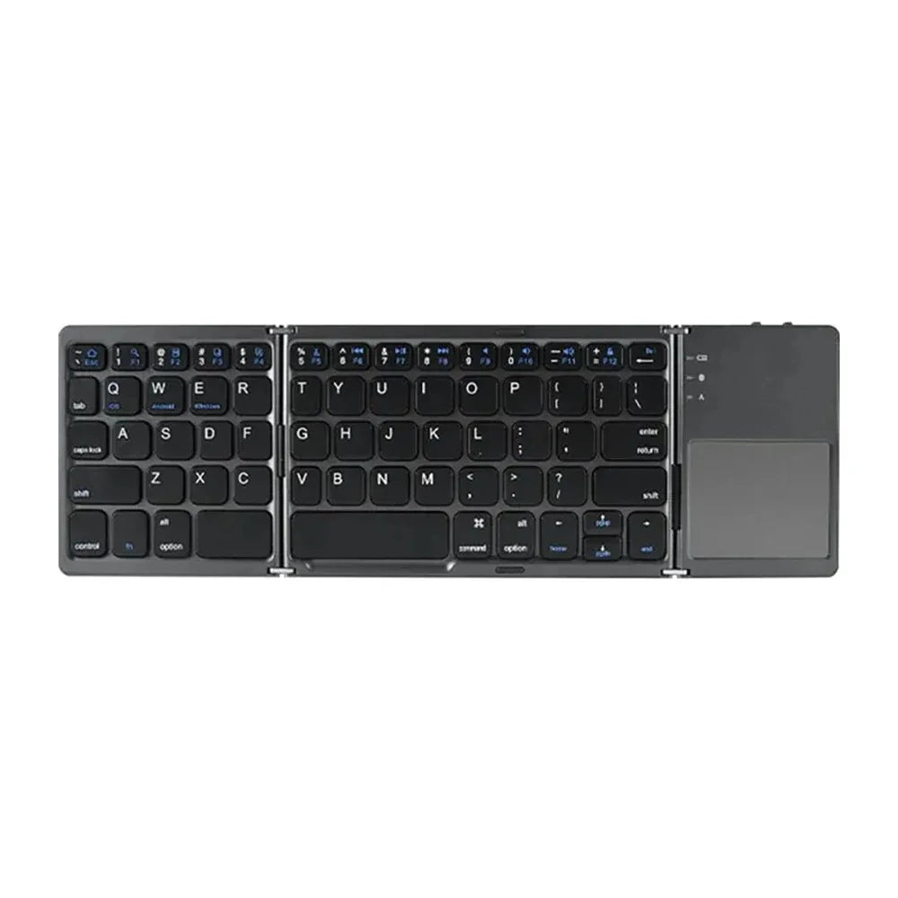 Three Bluetooth Keyboard with Touchpad Tri-fold Keyboard Mini Keyboard Rechargeable Keyboard for PC Windows Android IOS Mac