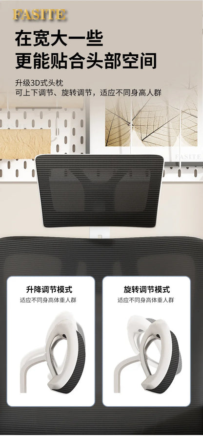 Ergonomic Office Chair with 4D Adjustable Waist Support, Swivel Computer Chair, Height Adjustable Desk Chair for Home Office, Study & Work