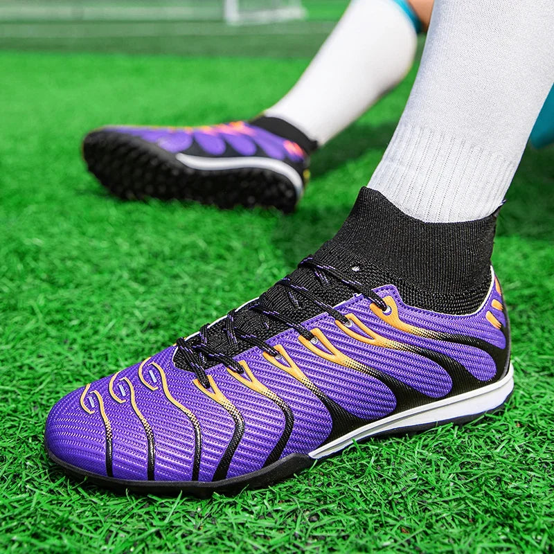 Men Soccer Shoes Sport FG/TF Outdoor Football Boots Training Boys Match Non Slip Long Spikes Cleats Indoor Futsal Comfortable