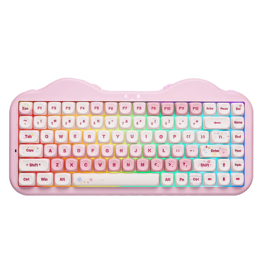 Teclado mecânico sem fios YUNZII C75, 75% cremoso com Hot Swap e RGB personalizável, design Gasket Cute Cake, para Win/Mac/Gaming