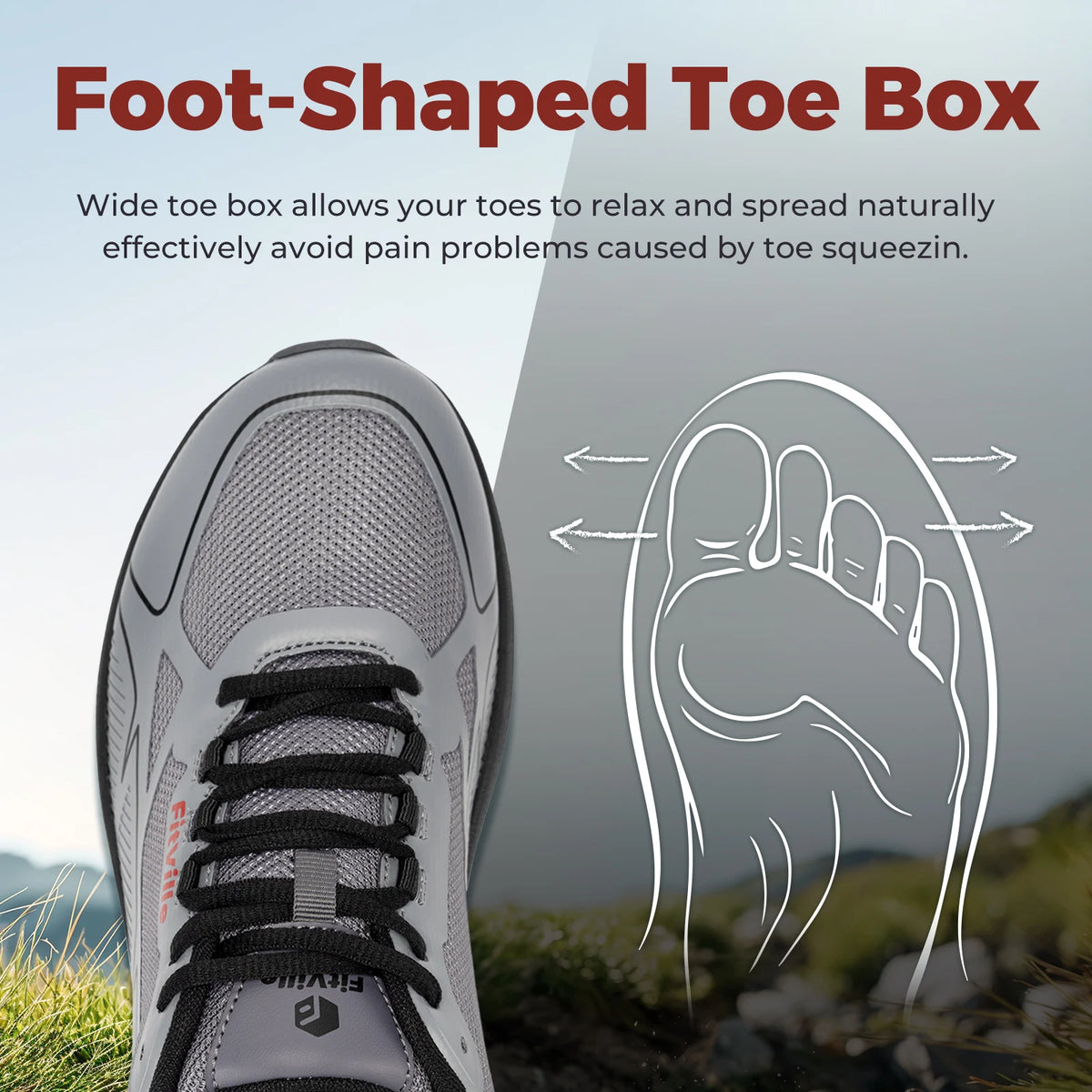 FitVille Non-Slip Trail Running Shoes Men's Sneakers Extra Wide Lightweight for Male Swollen Feet Arch Support Pain Relief