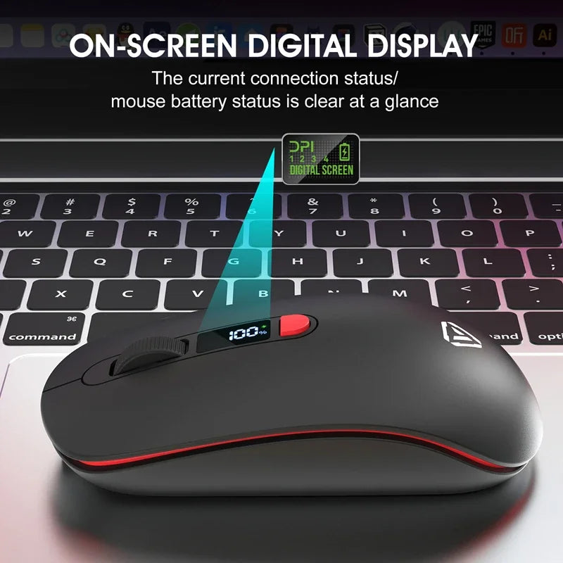 Lenovo Wireless Mouse Bluetooth 2.4G With Smart Display Silent Portable Silent Click Mouse Rechargeable Office Computers Laptops