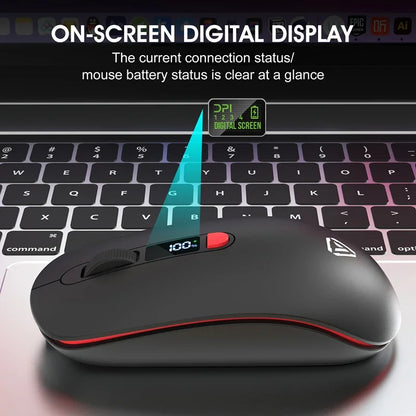 Lenovo Wireless Mouse Bluetooth 2.4G With Smart Display Silent Portable Silent Click Mouse Rechargeable Office Computers Laptops