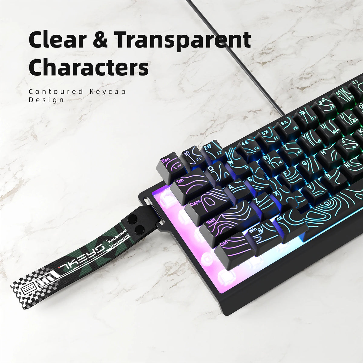 7KEYS 60% Compact Wired Keyboard with RGB Backlighting, Gradient Keycaps, USB Gaming Keyboard for Windows PC, Laptop & Tablet