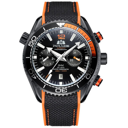 PAULAREIS P Luxury Men Automatic Self Wind Mechanical Watch for Men Rubber Strap Waterproof Luminous Date Fashion Mens Watches