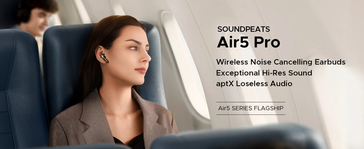 SOUNDPEATS Air5 Pro Wireless Earbuds Bluetooth 5.4 with 55dB Adaptive ANC, Hi-Res LDAC, aptX Lossless Audio & 6 AI ENC Microphones