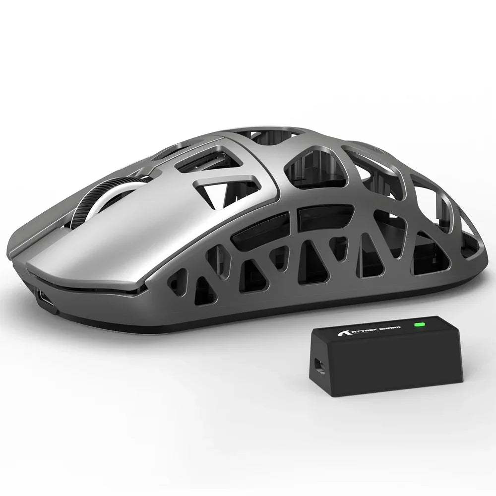 Herní myš ATTACK SHARK R3 z hořčíkové slitiny 8K SUPERLIGHT, 8000Hz, 6 nastavitelných úrovní DPI až do 26000, PAW3395, BT/2.4G bezdrátová/kabelová
