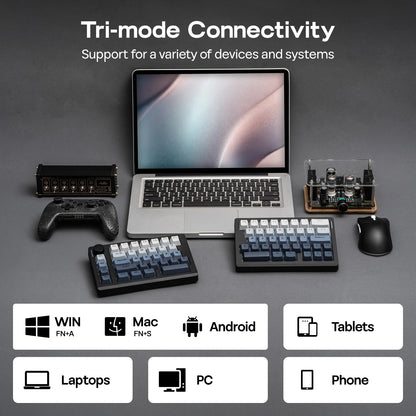 EPOMAKER Split70 QMK/VIA 70% Split Layout Wired/BT/2.4Ghz Wireless Mechanical Keyboard with Programmable Knob Mac Modifier